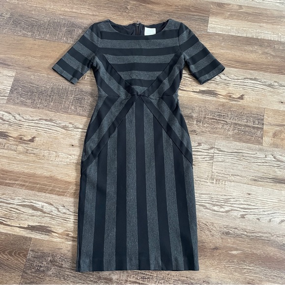 Maeve for Anthropologie stripped fitted classic midi dress 2 - Picture 2 of 9